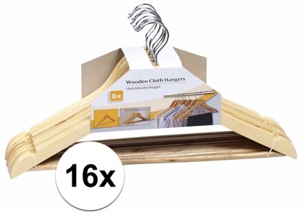 Kledinghangers - hout - 16x stuks - 44 cm - luxe - kleerhangers