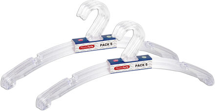 Kledinghangers Jackets - 10x stuks - kunststof - transparant - 42 cm - vaste haak