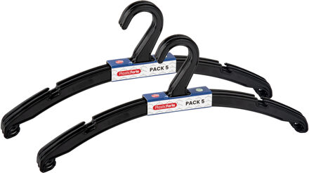 Kledinghangers Jackets - 10x stuks - kunststof - zwart - 42 cm - vaste haak