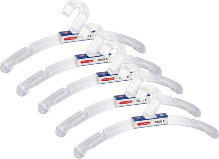 Kledinghangers Jackets - 25x stuks - kunststof - transparant - 42 cm - vaste haak