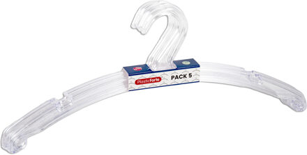 Kledinghangers Jackets - 5x stuks - kunststof - transparant - 42 cm - vaste haak