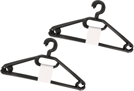 Kledinghangers met broekstang - 20x - kunststof - zwart - 36 x 21 cm - draaibare haak