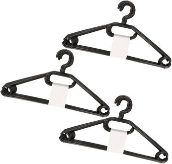 Kledinghangers met broekstang - 30x - kunststof - zwart - 36 x 21 cm - draaibare haak