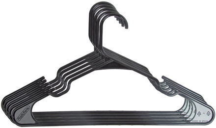Kledinghangers set - 10x stuks - zwart- kunststof - 42 x 23 cm - kledingkast hangers/kleerhangers