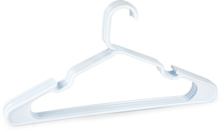 Kledinghangers set - 15x stuks - wit- kunststof - 42 x 23 cm - kledingkast hangers/kleerhangers