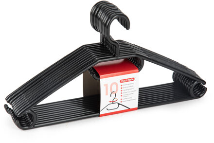 Kledinghangers SORTED - 10x stuks - kunststof - zwart - B40 cm - draaibare haak