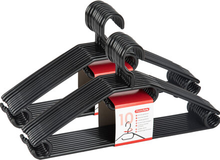 Kledinghangers SORTED - 20x stuks - kunststof - zwart - B40 cm - draaibare haak