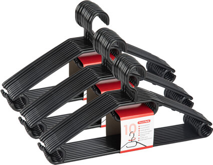 Kledinghangers SORTED - 30x stuks - kunststof - zwart - B40 cm - draaibare haak