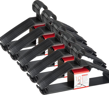 Kledinghangers SORTED - 50x stuks - kunststof - zwart - B40 cm - draaibare haak