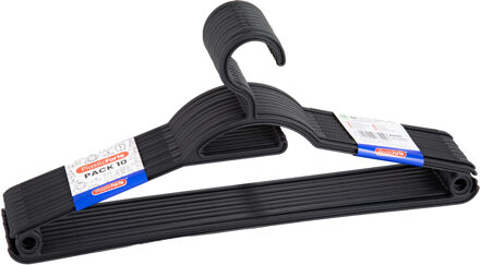 Kledinghangers Storage - 10x stuks - kunststof - zwart - 40 cm - vaste haak