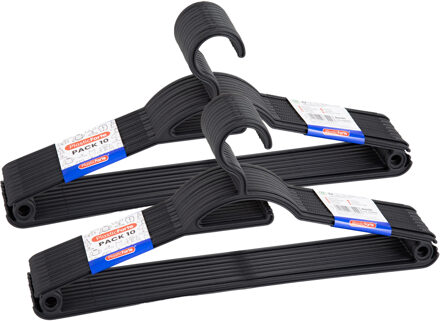 Kledinghangers Storage - 20x stuks - kunststof - zwart - 40 cm - vaste haak