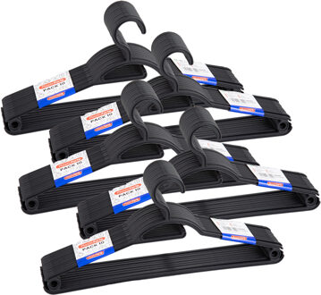 Kledinghangers Storage - 50x stuks - kunststof - zwart - 40 cm - vaste haak