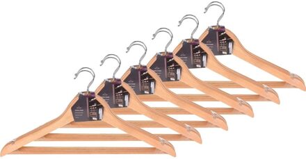 Kledinghangers van hout - met broeklat - set van 18x stuks - kleding ophangen