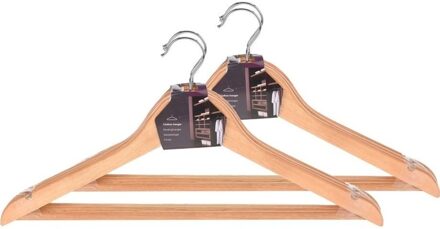 Kledinghangers van hout - met broeklat - set van 6x stuks - kleding ophangen