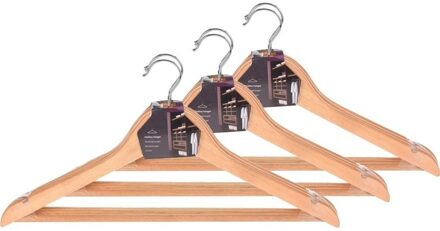 Kledinghangers van hout - met broeklat - set van 9x stuks - kleding ophangen
