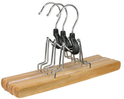 Kledinghangers voor broeken - 3x stuks - 24,5 cm - hout - broekhangers