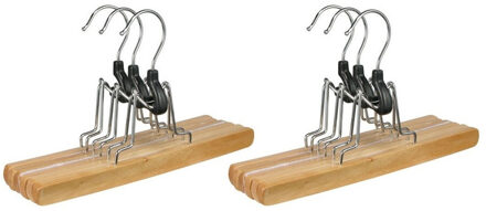 Kledinghangers voor broeken - 6x stuks - 24,5 cm - hout - broekhangers