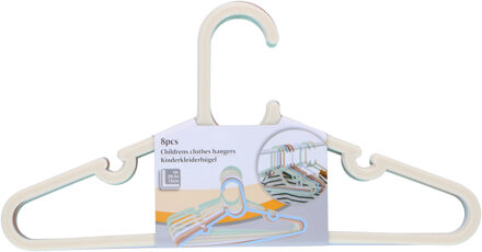 Kledinghangers voor kinderkleding met broekstang - 8x - kunststof - kleur mix - 29 x 15 cm