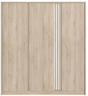 Kledingkast Evi 3-deurs - eikenkleur - 203x185x52 cm - Leen Bakker Bruin - 203 x 52 x 185