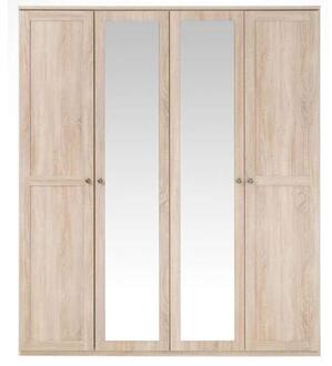 Kledingkast Geneve 4-deurs - eikenkleur - 210x180x58 cm - Leen Bakker Beige - 58 x 180 x 210