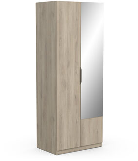 Kledingkast Ghost 2 deuren met spiegel 80x203 cm eiken Bruin,Eiken