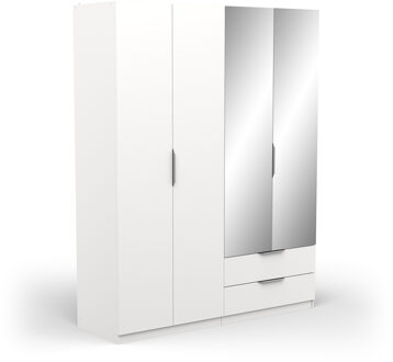Kledingkast Ghost 4 deuren/2 laden en spiegel 160x203 cm wit