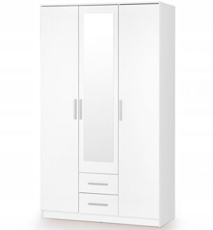 Kledingkast Lima 120 cm breed hoogglans wit met spiegeldeur Wit,Hoogglans wit
