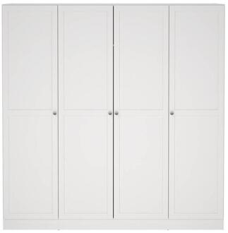 Kledingkast Lynn 4-deurs - 200x196x62 Cm - Spaanplaat - Wit - 61.7x195.5x200.1 Cm