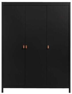 Kledingkast Madeira 3-deurs - zwart - 199x150x58 cm - Leen Bakker - 58.4 x 149.8 x 199