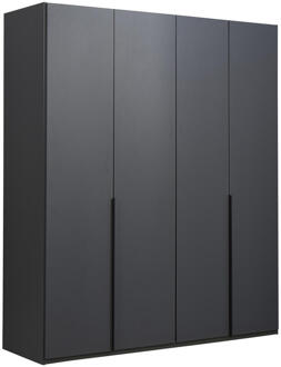 Kledingkast Milaan 4-deurs - Grafiet - 236x180x58 Cm - Spaanplaat - Grijs#Zwart