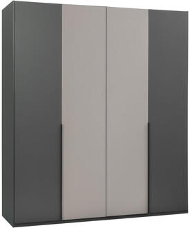 Kledingkast Milaan 4-deurs - Grafiet/greige - 208x180x58 Cm - Spaanplaat - Grijs#Taupe#Beige#Zwart