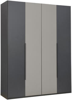 Kledingkast Milaan 4-deurs - Grafiet/greige -236x180x58 Cm - Spaanplaat - Taupe#Beige#Zwart#Grijs
