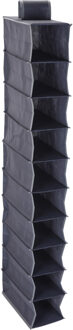 Kledingkast organizer - 10-vaks hang organizer - grijs - polyester - 30 x 15 x 120 cm