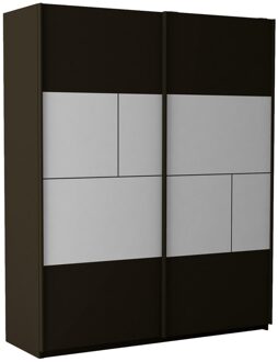 Kledingkast Prado 181 cm breed in hoogglans wit met hoogglans grijs Grijs,Hoogglans grijs