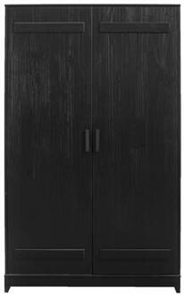 Kledingkast Santos 2-deurs - zwart - 180x110x52 cm - Leen Bakker - 52 x 110 x 180