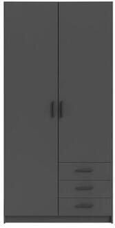 Kledingkast Sprint 2-deurs - antracietkleur - 200x98,5x50 cm - Leen Bakker Zwart - 50 x 98.5 x 200
