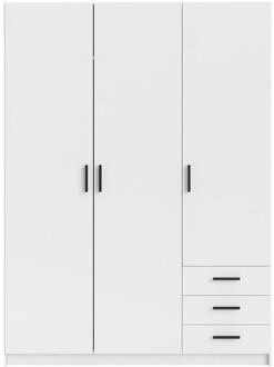 Kledingkast Sprint 3-deurs - 200x147x50 Cm - Spaanplaat - Wit