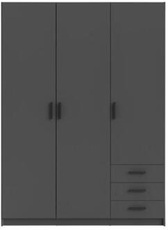 Kledingkast Sprint 3-deurs - antracietkleur - 200x147x50 cm - Leen Bakker Zwart - 50 x 147 x 200
