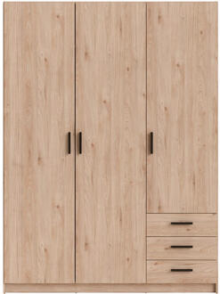 Kledingkast Sprint 3-deurs - Eikenkleur - 200x147x50 Cm - Spaanplaat - Bruin
