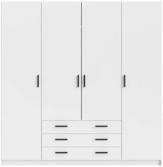 Kledingkast Sprint 4-deurs - 200x196x50 Cm - Spaanplaat - Wit