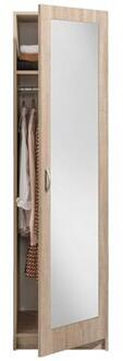 Kledingkast Varia 1-deurs inclusief spiegel - licht eiken - 175x49x50 cm - Leen Bakker Bruin