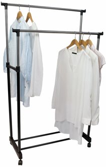 Kledingrek dubbel 145x43x160cm zwart