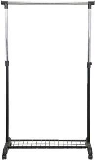 Kledingrek Op Wieltjes - /chroom - Enkel Rek - Metaal - Zwart - 43x83x168 Cm