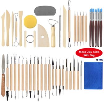 Klei Gereedschap Set Beeldhouwen Kit Beeldhouwen Smoothing Wax Carving Aardewerk Keramische Gereedschap Polymeer Shapers Modellering Gesneden Tool Sculptuur 45stk met zak