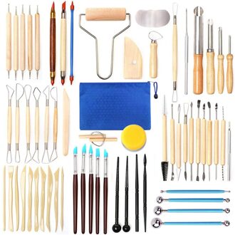 Klei Gereedschap Set Beeldhouwen Kit Beeldhouwen Smoothing Wax Carving Aardewerk Keramische Gereedschap Polymeer Shapers Modellering Gesneden Tool Sculptuur 61stk met zak