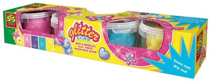 Klei glitter 4x90gr Multikleur