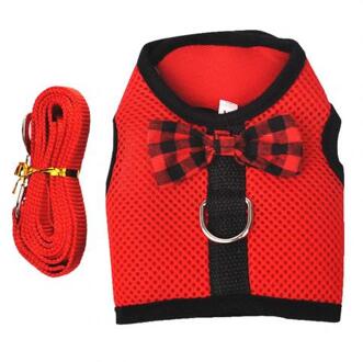 Klein Dier Konijnen Hamster Vest Harnas Walking Zachte Strik Mesh Borstband rood / S