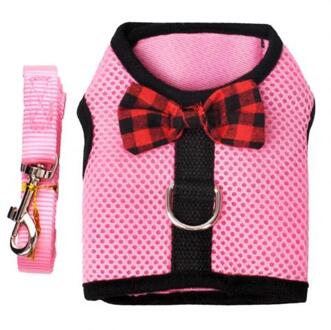 Klein Dier Konijnen Hamster Vest Harnas Walking Zachte Strik Mesh Borstband roze / S