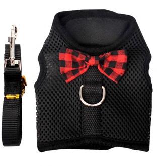 Klein Dier Konijnen Hamster Vest Harnas Walking Zachte Strik Mesh Borstband zwart / S