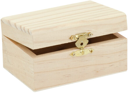 Klein houten kistje rechthoek 11.5 x 8 x 6 cm